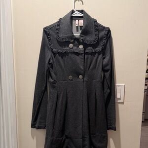 Chic Charcoal Double-Breasted Women's Trench Coat